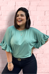 Blusa de mangas campana verde