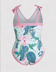 Traje de baño rosa tropical