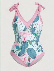 Traje de baño rosa tropical