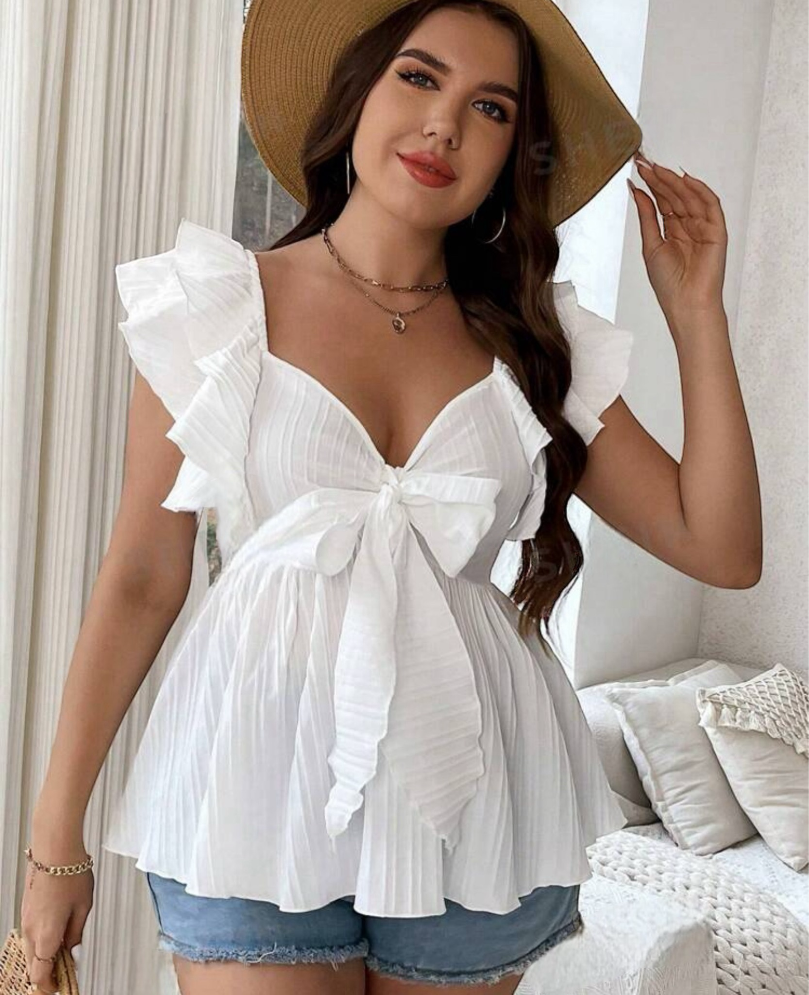 Blusa de escote corazón blanca