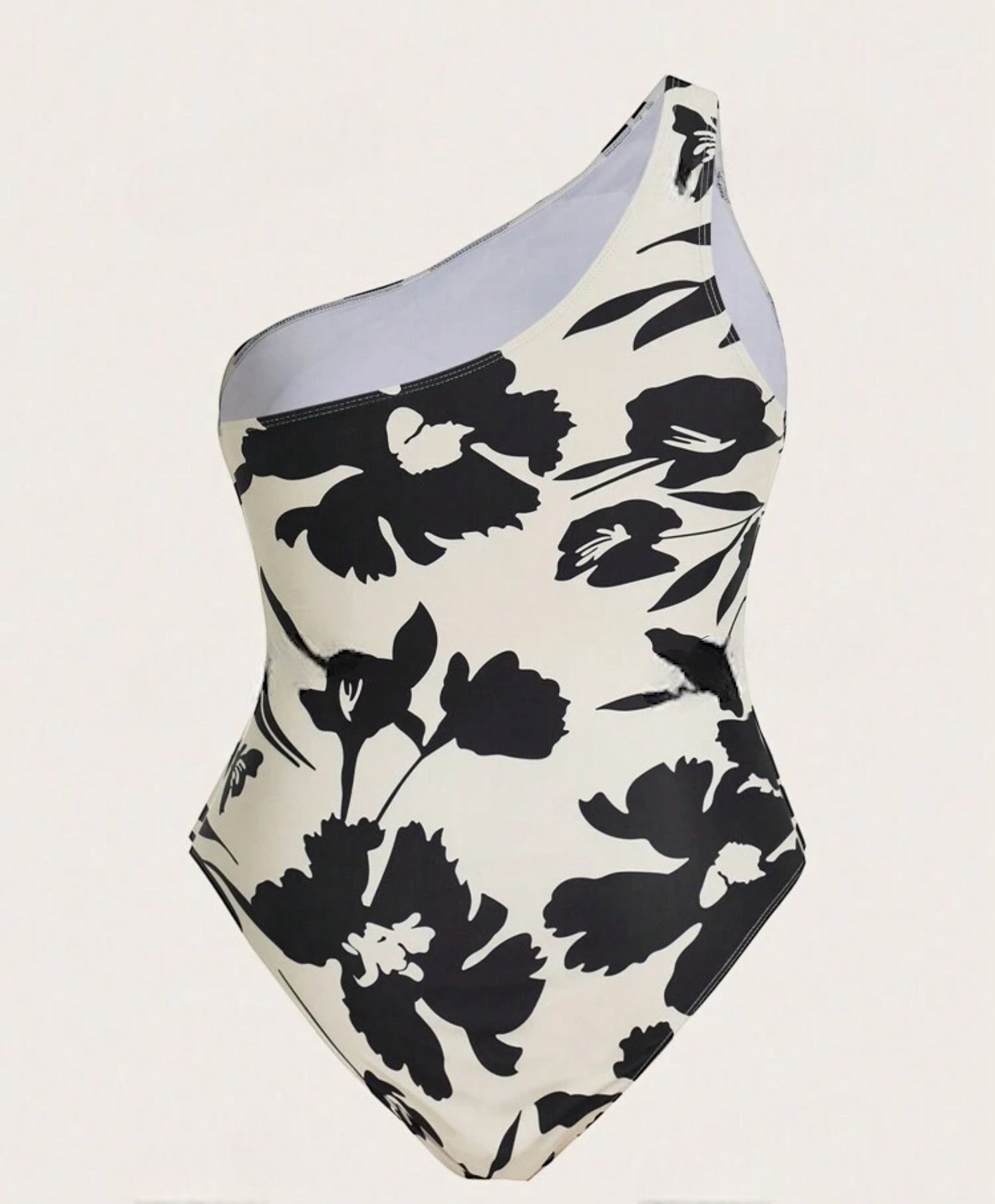 Traje de baño floral de un solo hombro