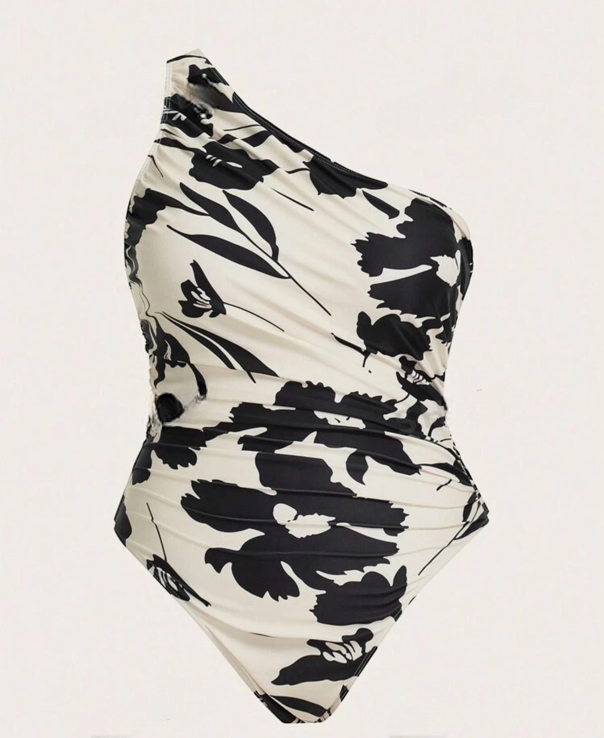 Traje de baño floral de un solo hombro