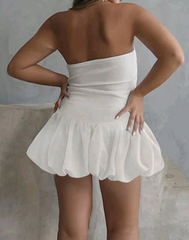Vestido straples de falda globo