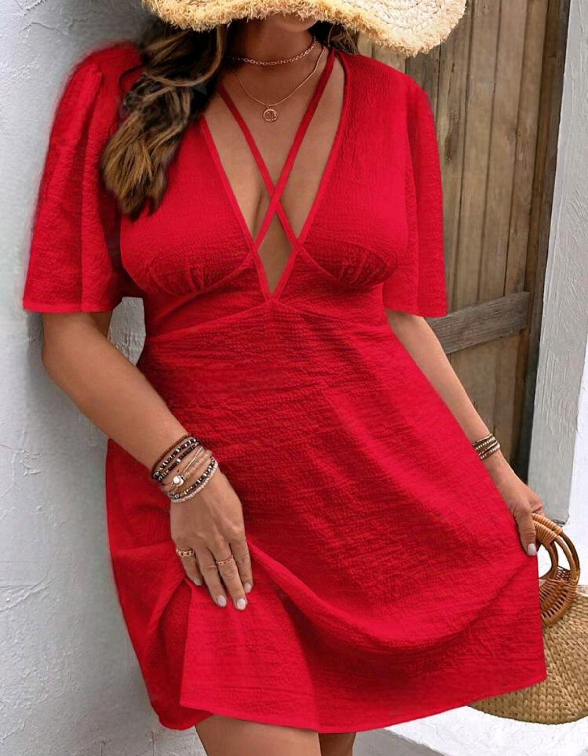 Vestido de tira cruzada