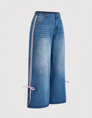 Jean bota ancha con moños