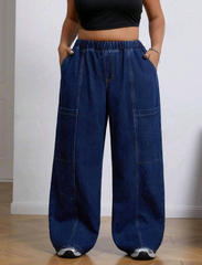 Jean holgado con cintura elastica