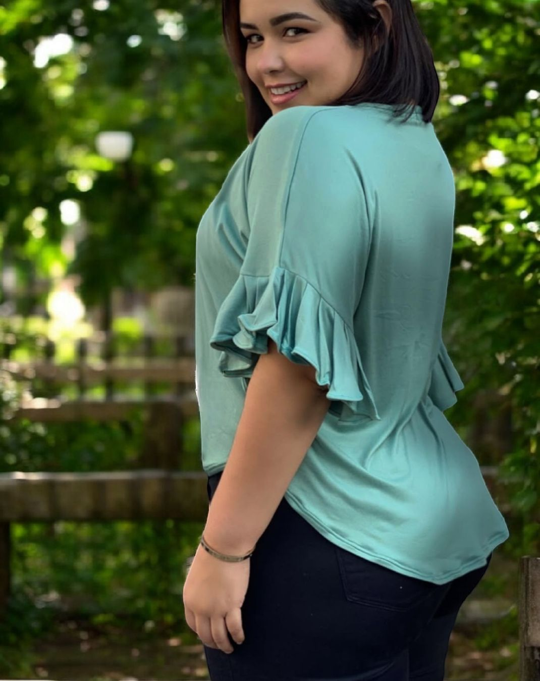 Blusa de mangas campana verde