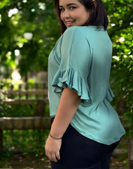 Blusa de mangas campana verde