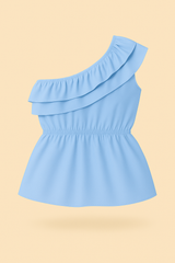 Blusa Alfa medio hombro azul bebe