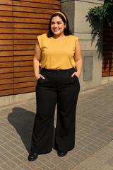 Pantalón talle medio bota recta negro